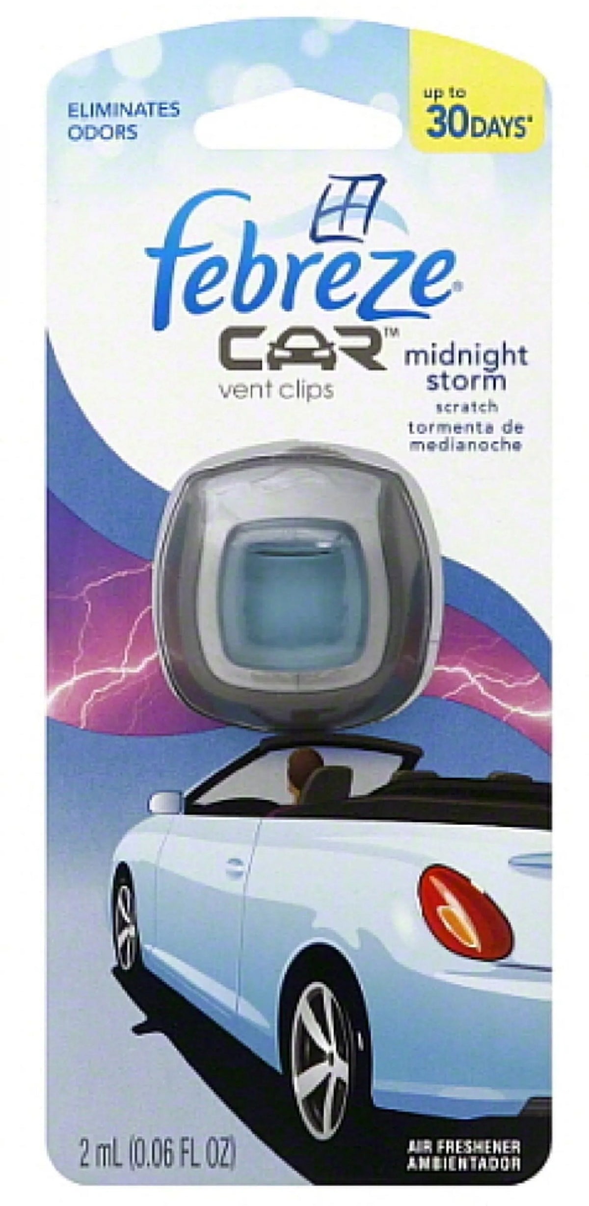 Febreze Car Vent Clip Air Freshener, Midnight Storm 1 ea (Pack of 6)