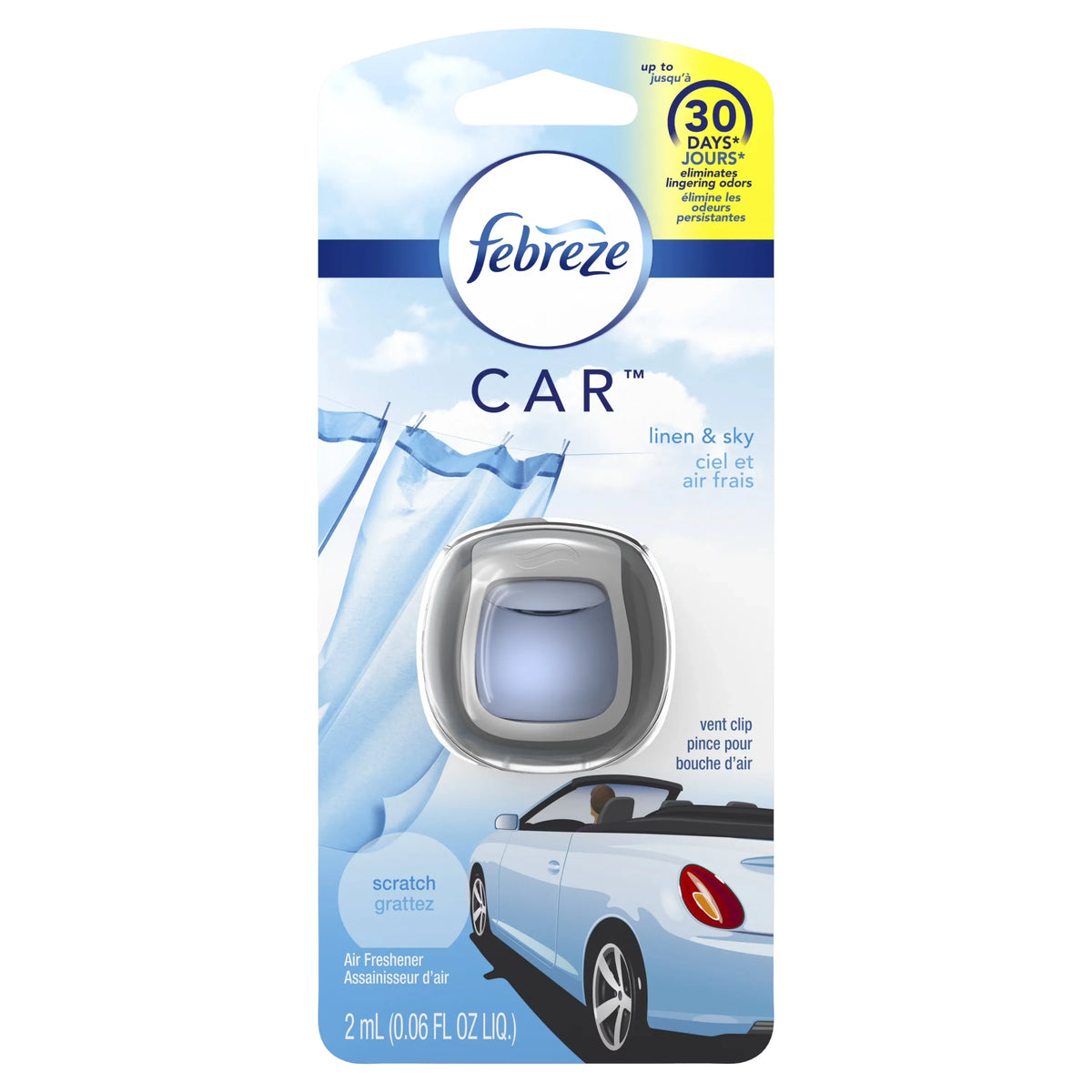 Febreze Car Vent Clip Linen & Sky Air Freshener (Pack of 10)