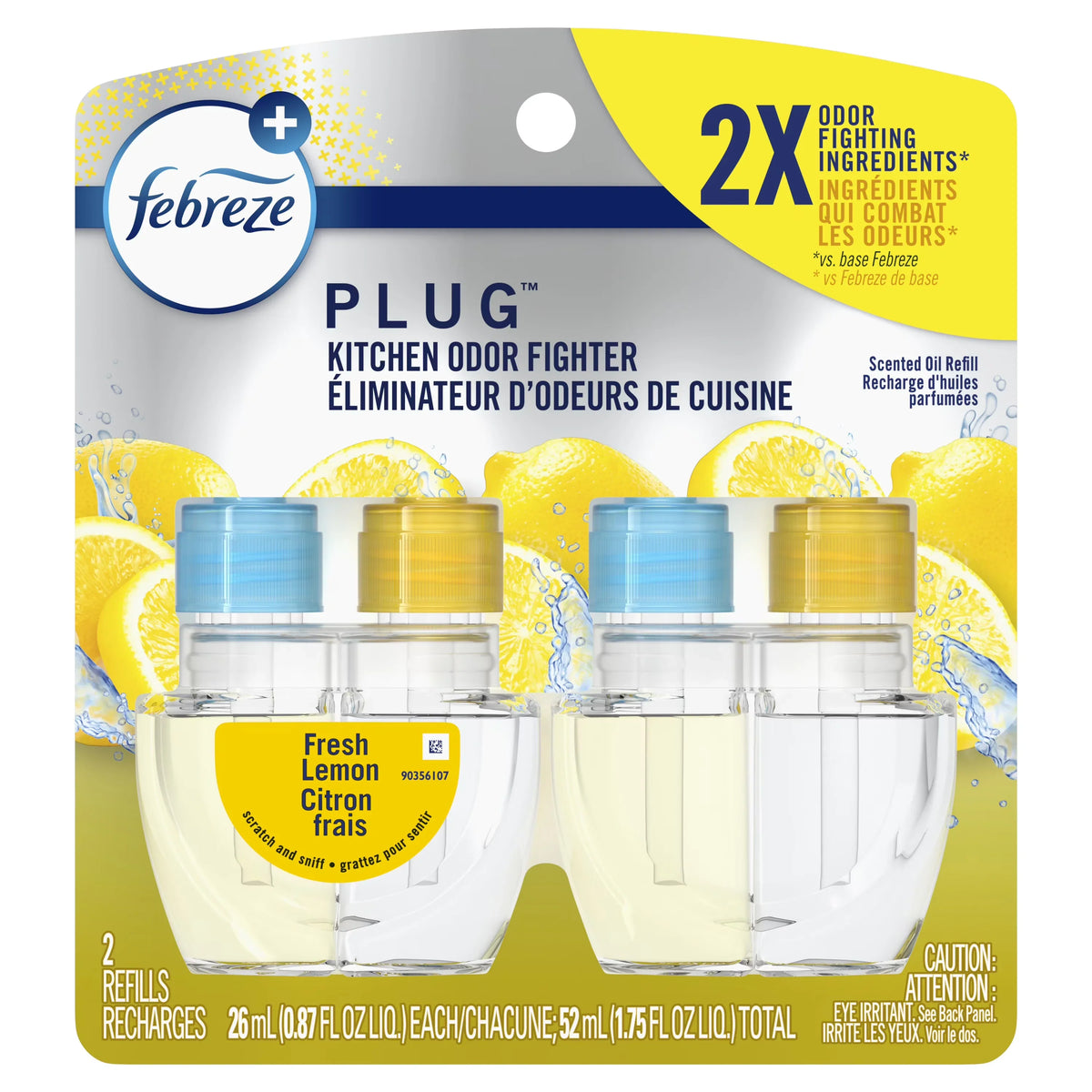 Febreze Kitchen Fade Defy Plug Air Freshener Fresh Lemon Scent - 2pk