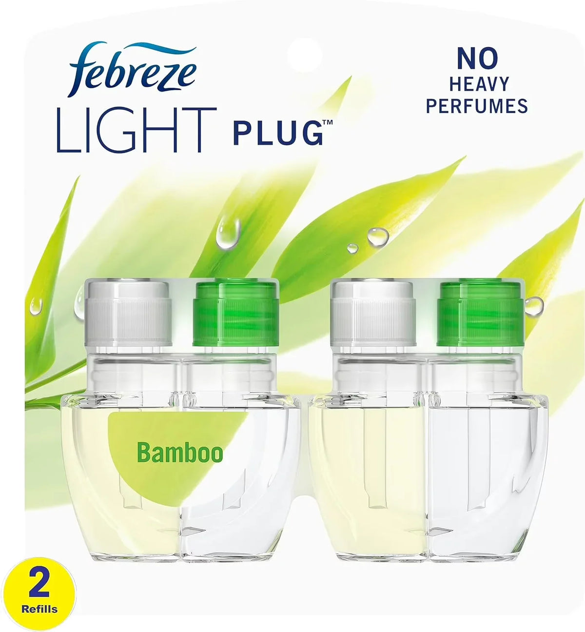 Febreze LIGHT Fade Defy PLUG Air Freshener, Bamboo, (2) .87 fl. oz. Oil Refill