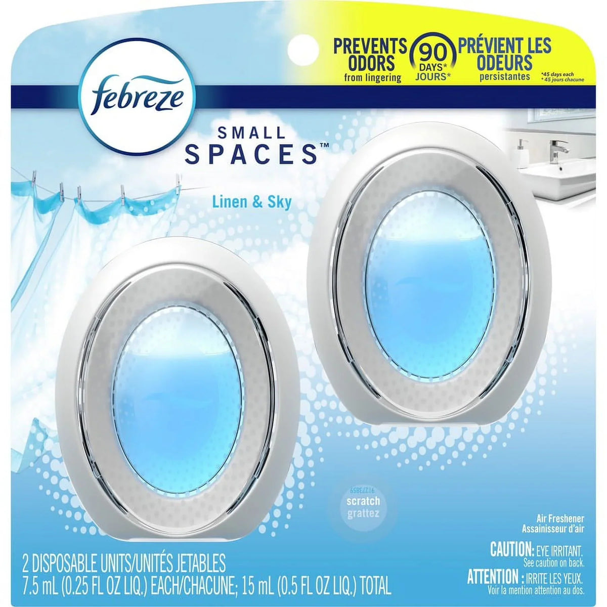 Febreze Linen/Sky Small Spaces - Liquid - 25 fl oz (0.8 quart) - Linen & Sky - 45 Day - 2 / Pack | Bundle of 2 Packs