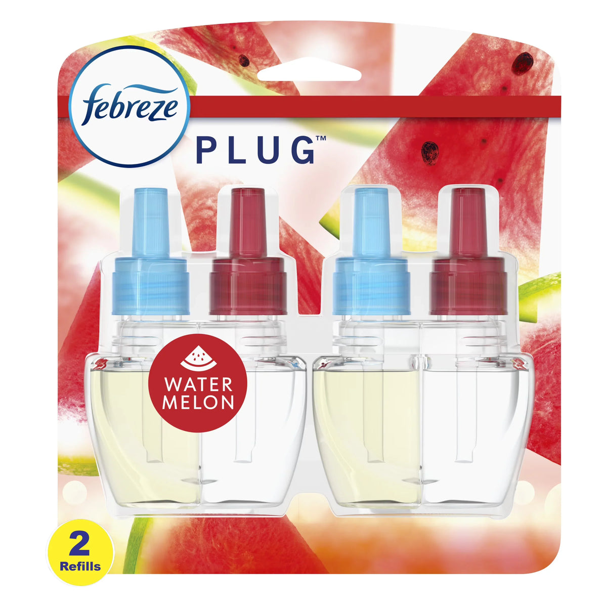Febreze Odor-Fighting Plug Air Freshener Watermelon, (2) .87 fl oz Oil Refills