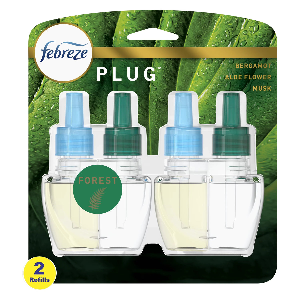 Febreze Origins Fade Defy PLUG Air Freshener & Odor Eliminator, Forest (2) .87 fl. oz. Oil Refills
