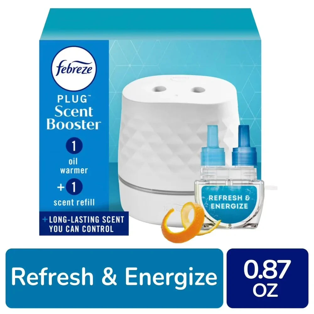 Febreze PLUG Scent Booster Refresh & Energize Starter Kit Oil Diffuser Air Freshener Plug In Device 1 kit - Pack of 2