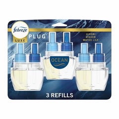 Febreze Plug In Air Freshener, Odor-Fighting Scented Oil Refill, Air Fresheners For Home And Bathroom And Kitchen, Long Lasting For Strong Odors, Ocean Scent, 0.87Oz Refills, 3 Count - Pack of 2
