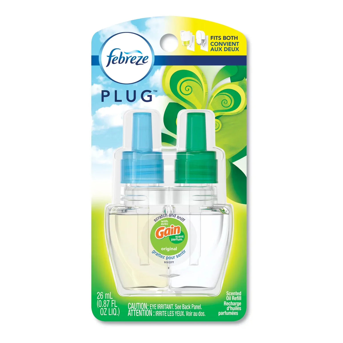 Febreze Plug Air Freshener Scented Oils Refill, Gain Original 1 Each - (Pack of 2)