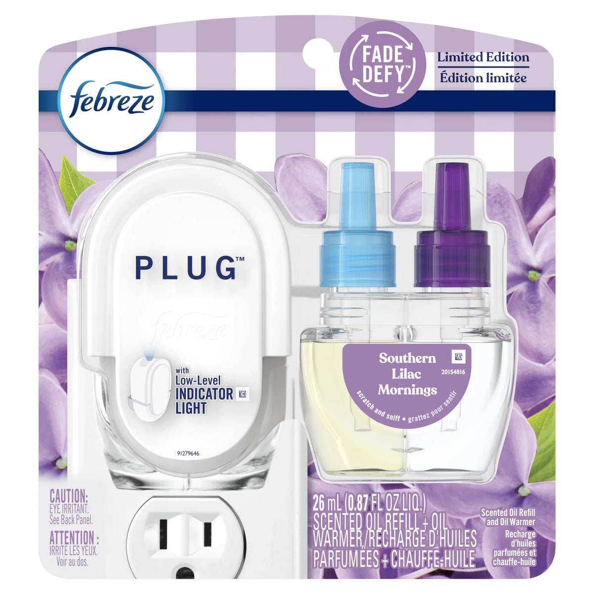 Febreze Plug In Air Freshener, Odor-Fighting Scented Oil Refill, Southern Lilac Mornings, 1 Refill