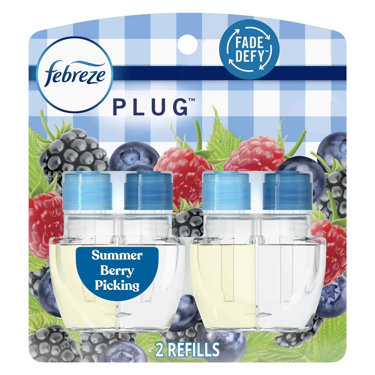Febreze Plug In Air Freshener, Odor-Fighting Oil Refill, Summer Berry Picking, (4 Pack of 2 Refills)