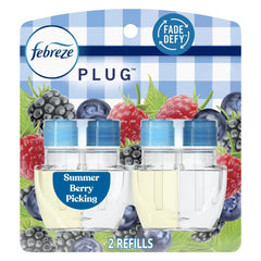 Febreze Plug In Air Freshener, Odor-Fighting Oil Refill, Summer Berry Picking, (4 Pack of 2 Refills)