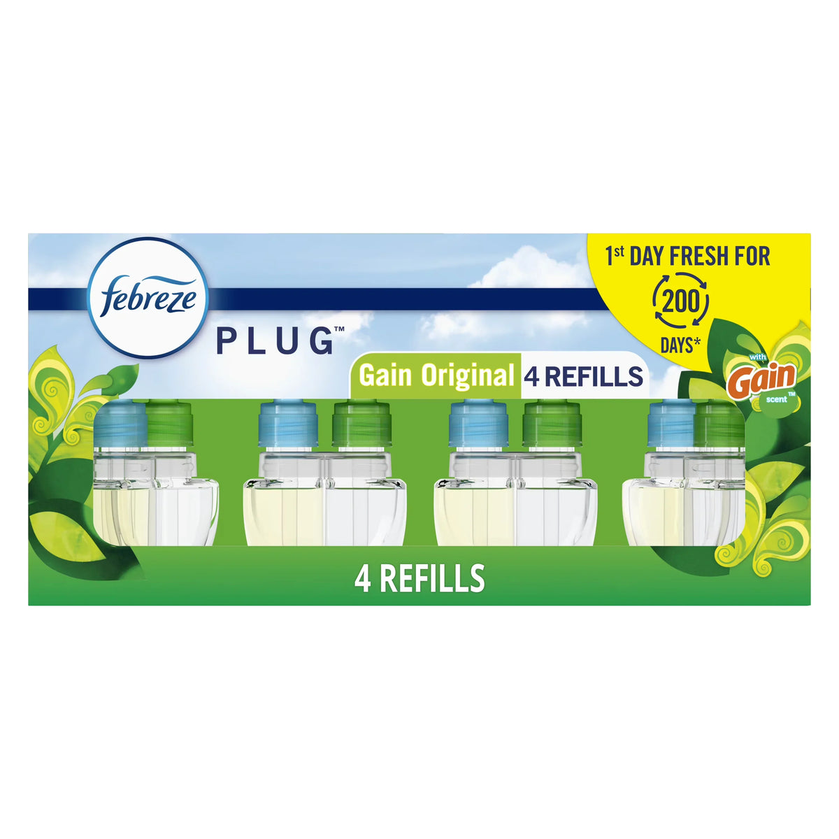 Febreze Plug In Air Freshener Scented Oil Refill Gain, 4 Count