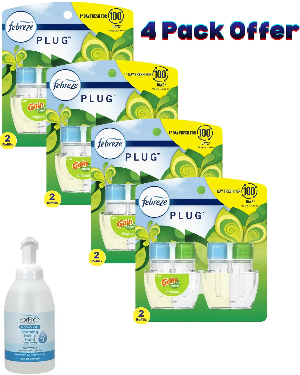 Febreze Plug In Air Freshener, Odor-Fighting Scented Oil Refill, Gain Scent, 2 Refills
