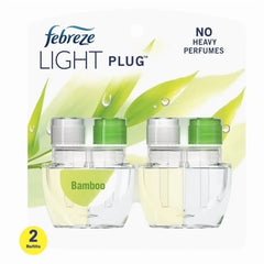 Febreze Plug In Air Freshener, Odor-Fighting Scented Oil Refill, Light Bamboo Scent, 4 Refills Total