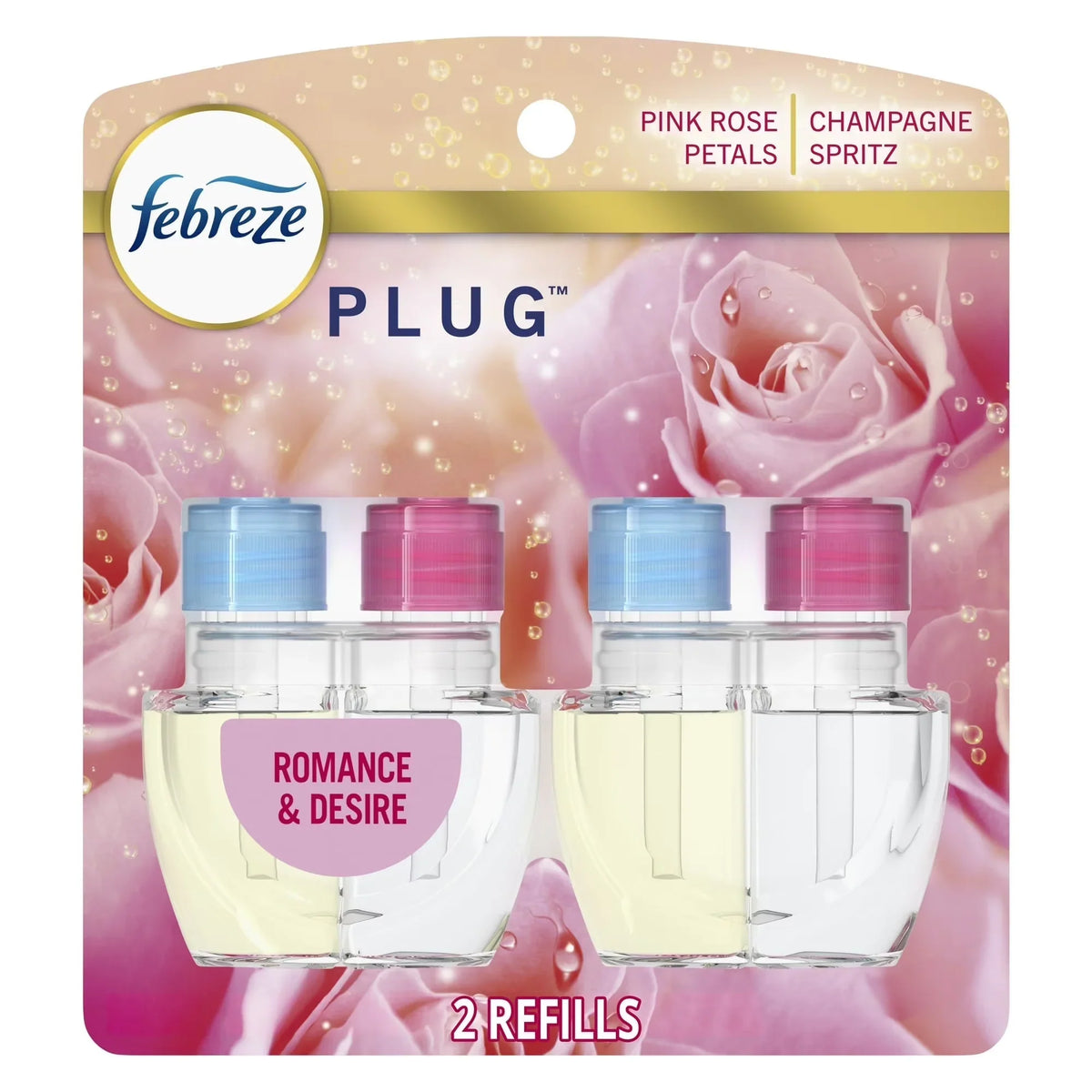 Febreze Plug In Air Freshener, Odor-Fighting Scented Oil Refill, Romance & Desire, 4 Refills Total