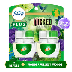 Febreze Plug In Air Freshener, "Wicked: For Good" Limited Edition, Odor-Fighting Scented Oil Refill, Wonderfullest Woods, 2 Count