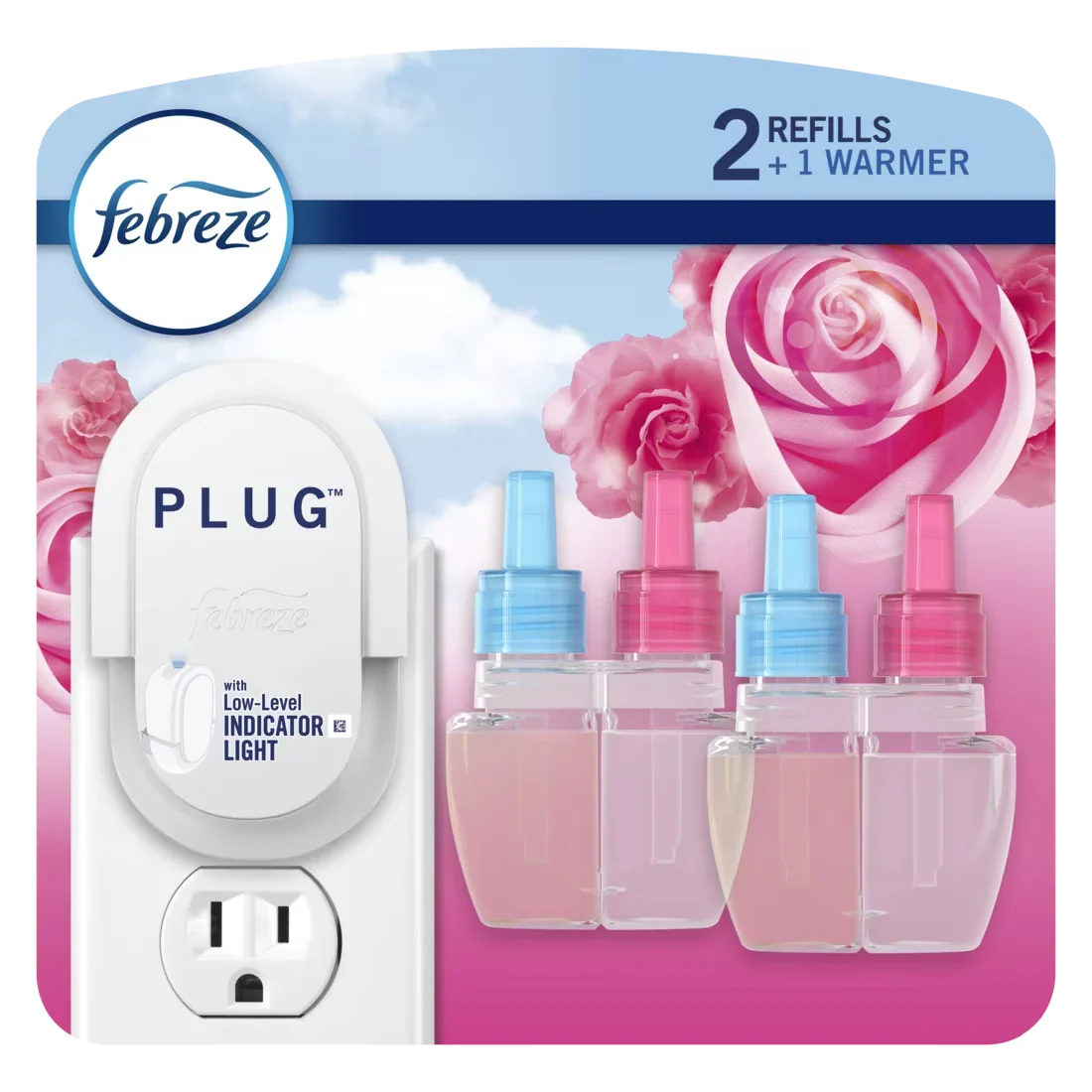 Febreze Plug In Air Freshener, Scented Oil Refill, Downy April Fresh, Starter Kit + 2 Refills
