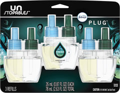 Febreze Plug in Air Fresheners, Unstopables Fresh, Odor Eliminator, Scented Oil Refill, 3 Count
