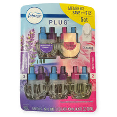 Febreze Plugs Air Freshener Refills, Mediterranean Lavender & Downy, 5 Pack