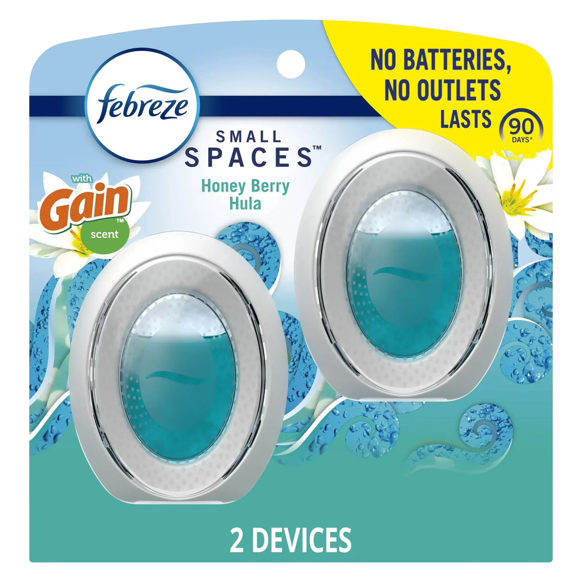 Febreze Small Spaces Air Freshener Gain Honey Berry Hula, 2 Count 0.25 fl oz (4 Packs)