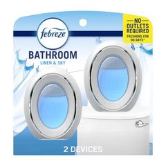 Febreze Bathroom Air Freshener, Odor-Fighting, Linen & Sky Scent, 2 Count