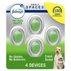 Febreze Small Spaces, Pet Air Freshener Alternative for Home, Fresh Scent, Odor Eliminator for Strong Odor (4 Count)