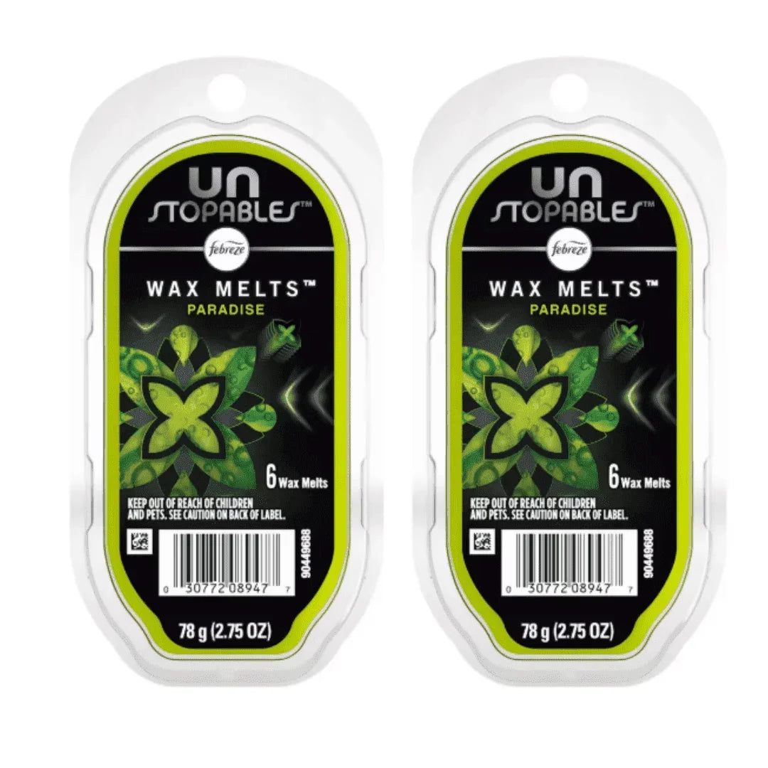 Febreze Unstopables Wax Melts Refills, Paradise Scent, Air Freshener, 2-Pack