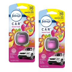 Febreze Vent Clip Car Air Freshener - Car Refresheners - Island Fresh fragrance Car Scent - Odor Eliminator, 2 Pack