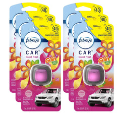 Febreze Vent Clip Car Air Freshener - Car Refresheners - Island Fresh fragrance Car Scent - Odor Eliminator, 6 Pack