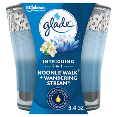 Glade 2in1 Jar Candle 1 ct, Moonlit Walk & Wandering Stream, 3.4 oz. Total, Air Freshener