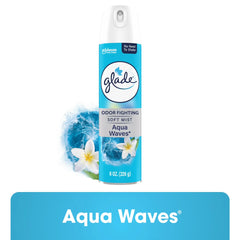 Glade Air Freshener Spray, Aqua Waves Scent, Fragrance Infused with Essential Oils, 8 oz