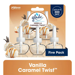 Glade PlugIns Air Freshener Refills, Mothers Day Gifts, Vanilla Caramel Twist, Infused with Essential Oils, 0.67 oz, 5 Count