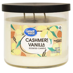 (4 pack) Great Value Cashmere Vanilla Scented Candle, 3 Wick, 14 oz