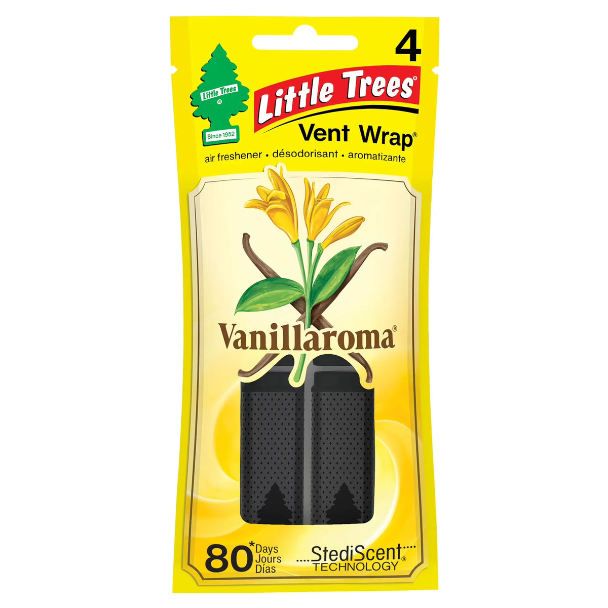 Little Trees Air Freshener Vent Wrap Vanillaroma Fragrance 4-Pack