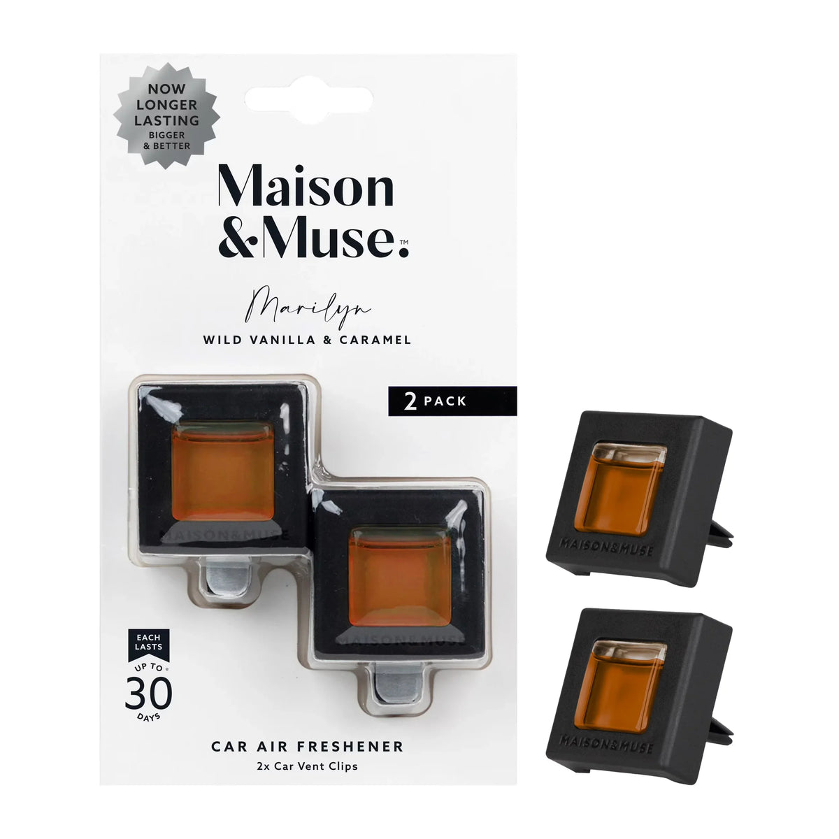 Maison & Muse Car Freshener Vent Clip, 2 Pack - Wild Vanilla & Caramel, Marilyn
