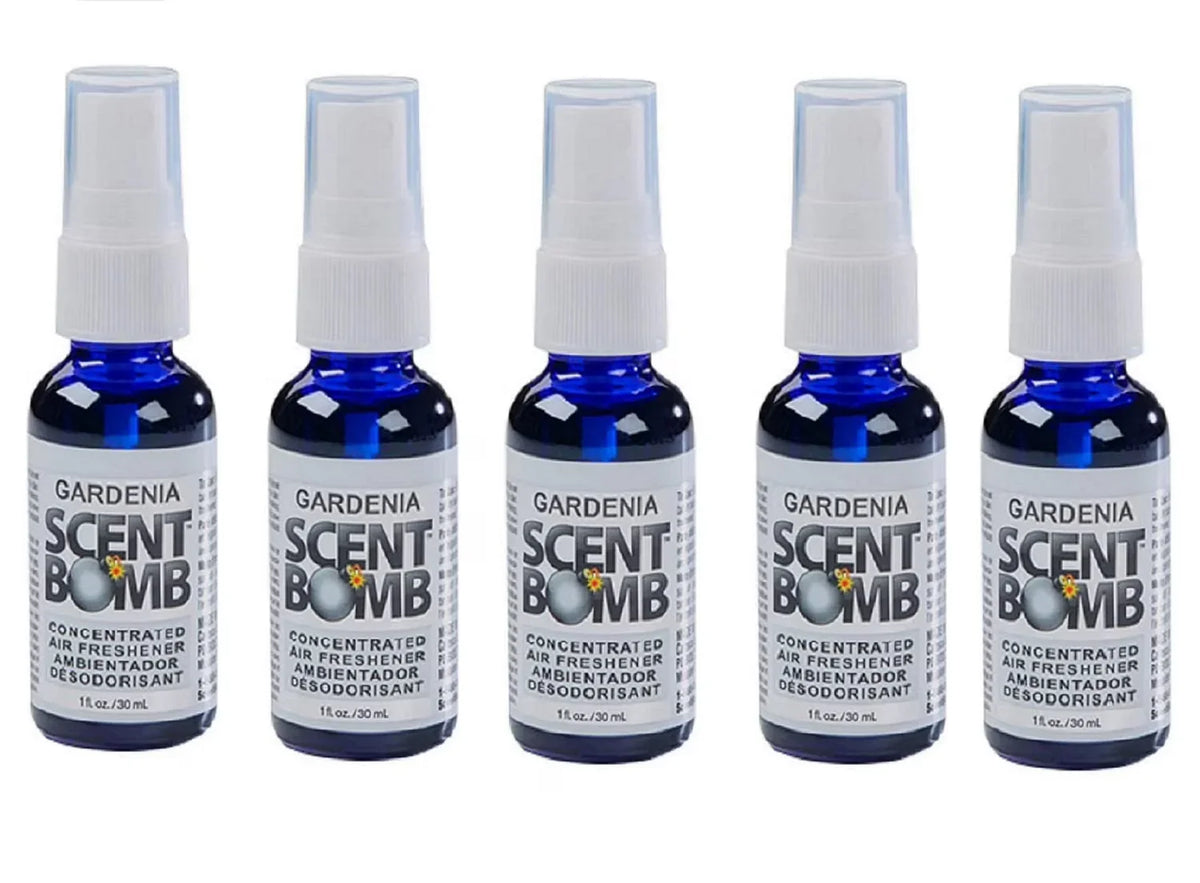 Scent Bomb Air Freshener Spray, 100 % Oil Based Concentrated Air Freshener, Air Freshener Spray for Car, Room, Bathroom and Odor Eliminator, Gardenia, 5 Pack
