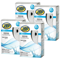 Zep Microtech Starter Kit Metered Air Freshener Dispenser and One Crisp & Clean Fragrance Refill - 3 Ounce (Case of 4) ZUMFKIT14 - Great for Odor Control in Kitchen, Bathroom, Bedroom, and MORE